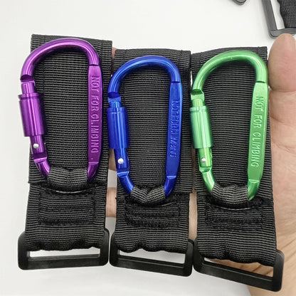 Baby Stroller Hook, Carry 30 lbs per Stroller Carabiner Clip, Adjustable Baby Stroller & Car Seat Hook for Hanging Diaper Bag, Wheelchair,Golf cart, Shopping and Pet Cart(2 Pcs Green Gold)