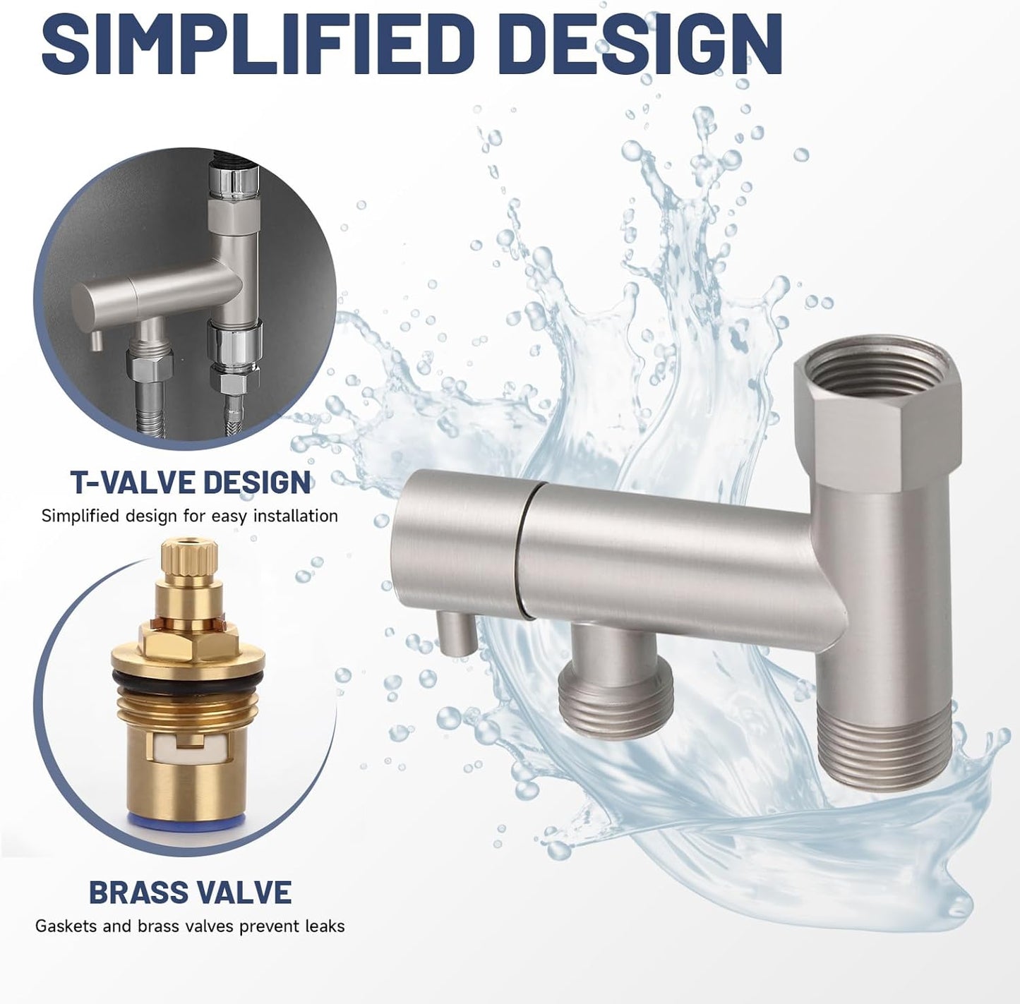 Chrome Handheld Bidet Sprayer for Toilet with Bidet Hose Brass Cloth Diaper Sprayer Bathroom Toilet Attachment for Feminine Wash, Wall Mount or Toilet Mount