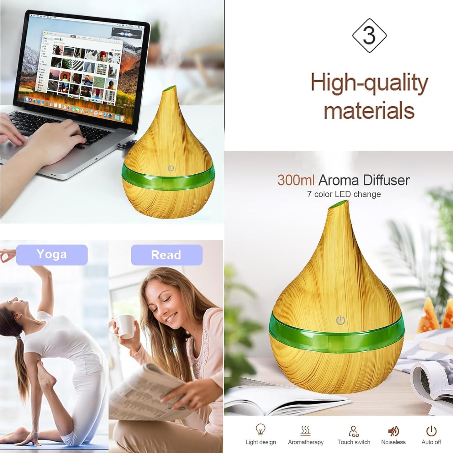 Portable Mini Cool Mist Humidifier, 400ml Ultrasonic Humidifier with 7 Color Night Lights, 2 Mist Modes, 10-20 Hours Runtime, Ultra-Quiet for Bedroom, Nursery, Office, Car, USB Powered (White)