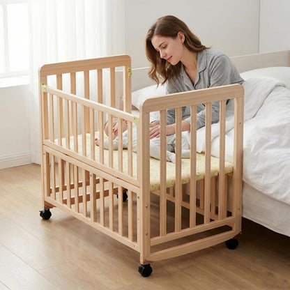 Baby Bassinets Bedside Sleeper, 3 in 1 Baby Bassinet, Adjustable Easy Folding Portable Bed, with Mosquito Nets, Large Storage Bag, Comfortable Mattresses, for Infant/Baby/Newborn (Gray)
