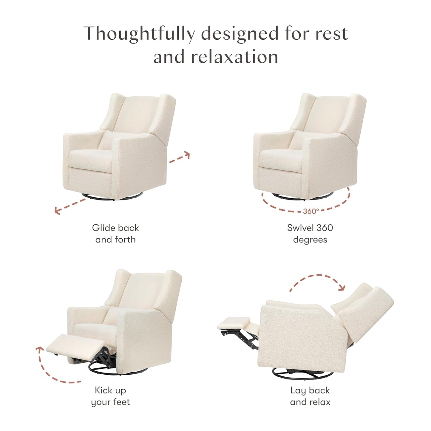 Kiwi Glider Recliner w/Electronic Control and USB | in Almond Teddy Loop w/Light Wood Base, Greenguard Gold Certified