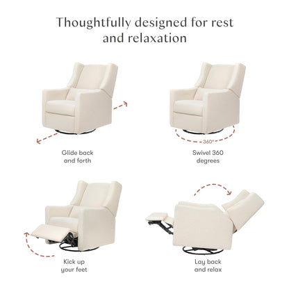 Kiwi Glider Recliner w/Electronic Control and USB | in Almond Teddy Loop w/Light Wood Base, Greenguard Gold Certified