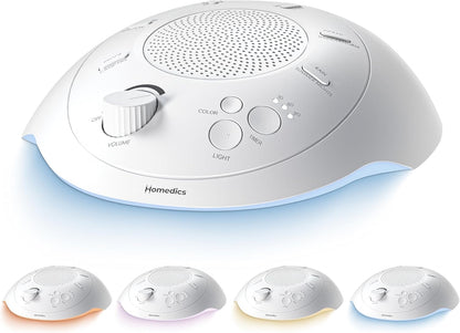 Homedics SoundSleep White Noise Sound Machine, Silver, Small Travel Size with 6 Relaxing Nature Sounds, Portable Therapy for Home, Office, Nursery, Auto-Off Timer