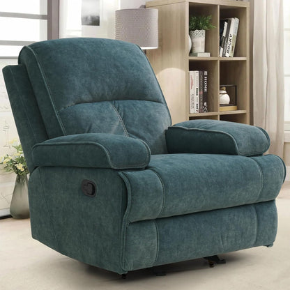 Swivel Rocker Recliner Chair for Adults, High Back Fabric Recliner with Deep Seat, Manual Glider for Living Room & Nursery, Grey