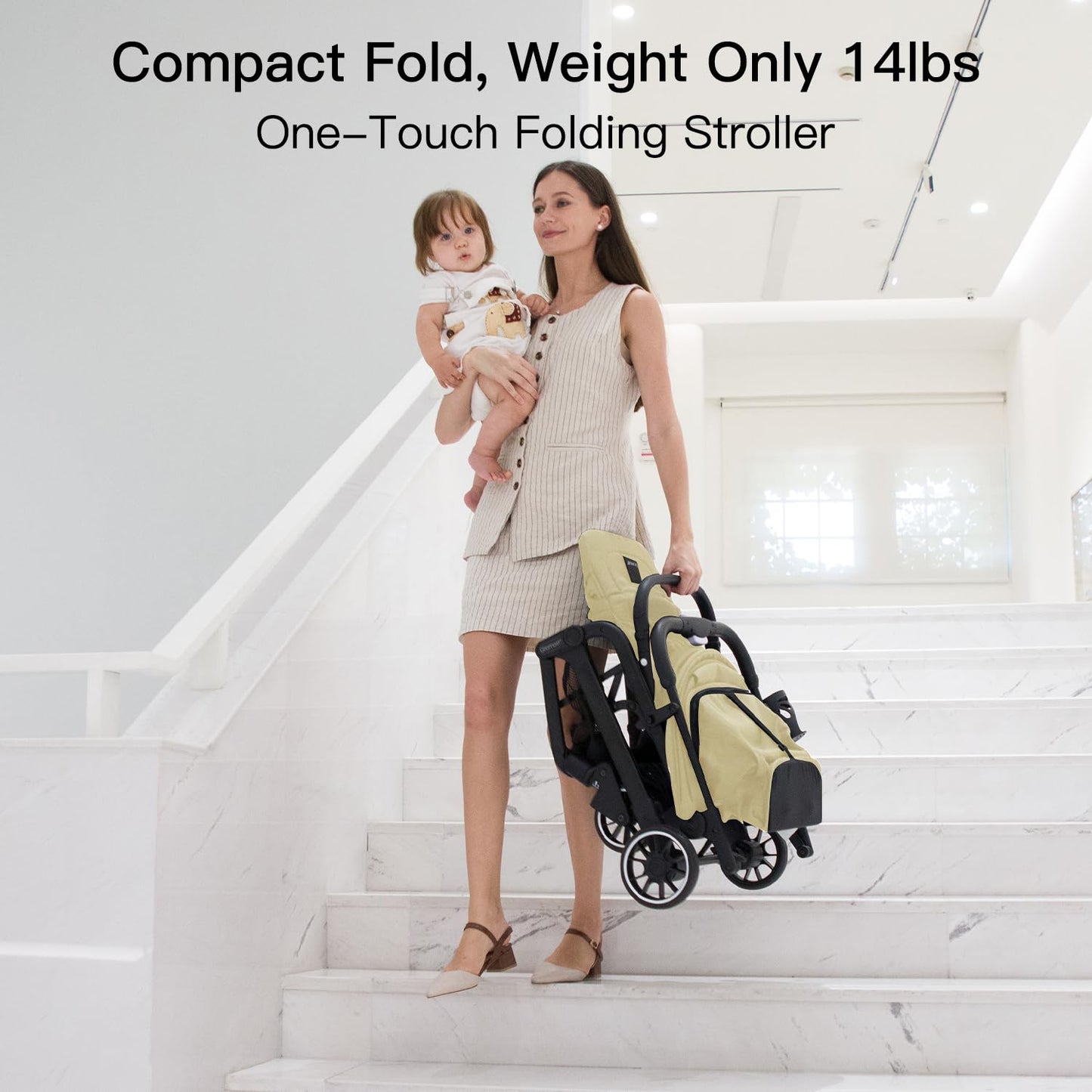 Gromast Compact Fold Baby Stroller, Lightweight Travel Toddler Stroller with One-Click Fold, Extendable UPF50+ Canopy, Cup Holder, UV Protected and Waterproof, One-Hand Folding - Blue
