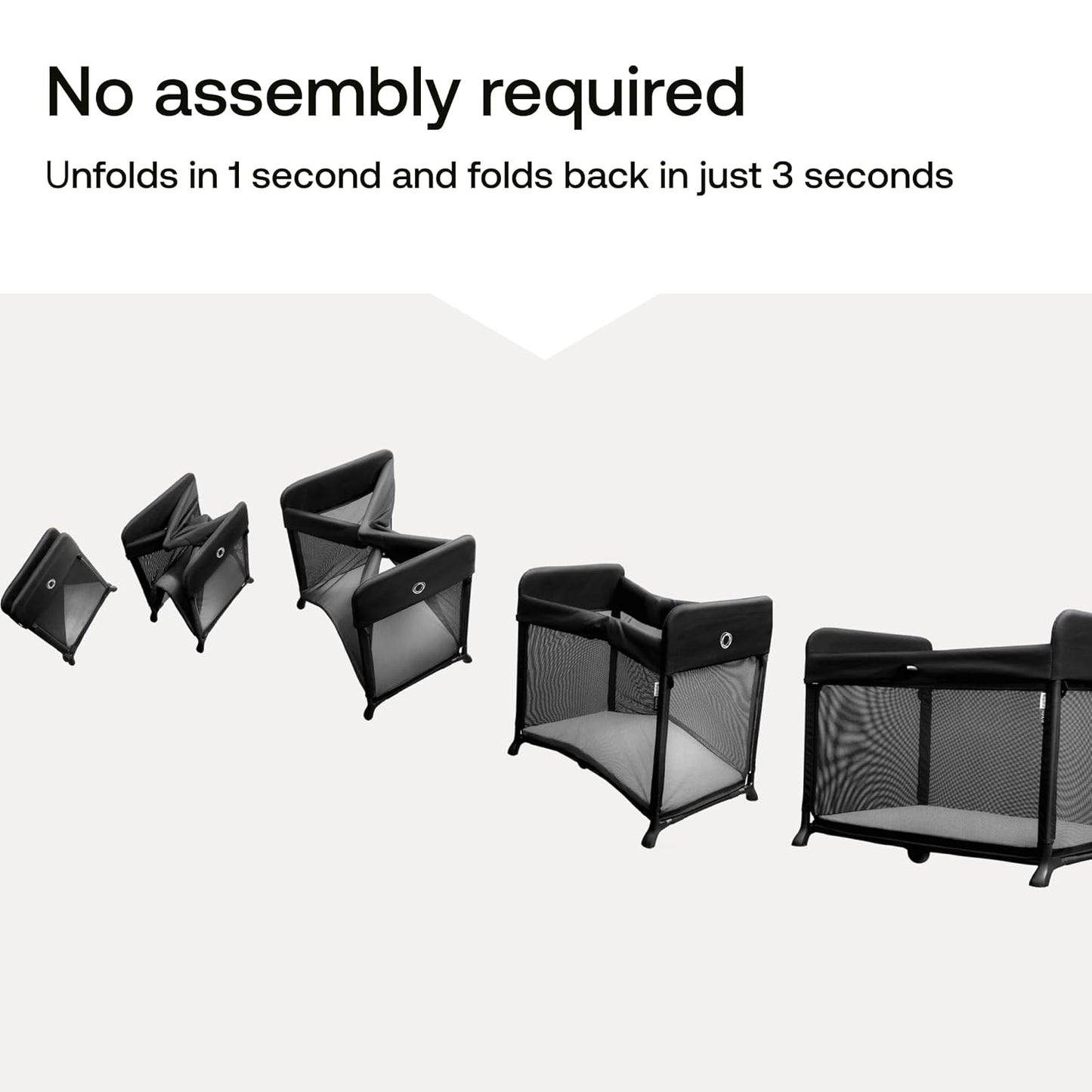 Bugaboo Stardust Playard - Portable Indoor and Outdoor - Foldable On The Go Play Yard - 1 Second Unfold - Black