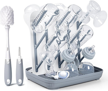 Termichy Baby Bottle Drying Rack: Large Vertical Bottle Dryer Rack Holder - Space Saving Standing Drying Rack for Baby Bottles and Pump Part Cleaning (Gray)