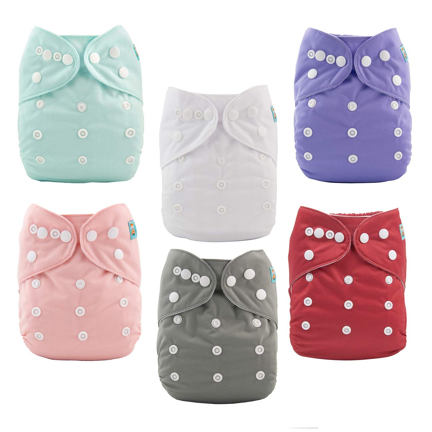 ALVABABY Baby Cloth Diapers 6 Pack with 12 Inserts Cloth Diaper Covers Adjustable Washable Reusable for Baby Girls and Boys