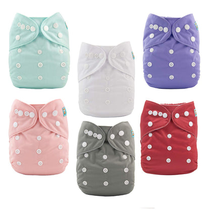ALVABABY Baby Cloth Diapers 6 Pack with 12 Inserts Cloth Diaper Covers Adjustable Washable Reusable for Baby Girls and Boys