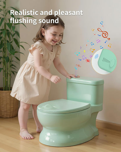 Realistic Potty Training Toilet - Flushing Sounds, Wipes Storage, Disposable Liners, Easy to Clean for Toddler Boys and Girls (Pink)