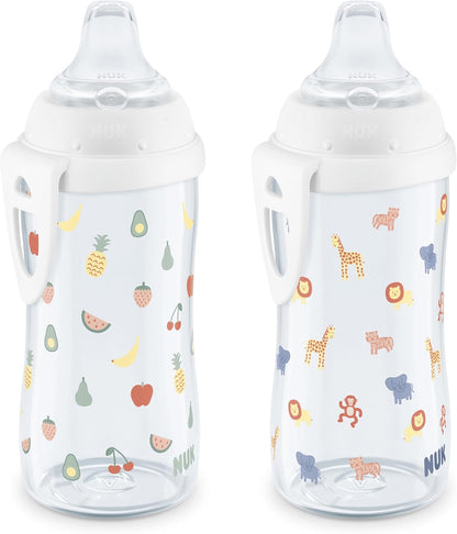 NUK Active Spill Proof Sippy Cup, 10 oz, 2 Pack, 8+ Months, Pink – BPA Free, Spill Proof Sippy Cup