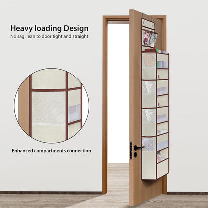 Univivi Over The Door Organizer, 5 Shelf Door Hanging Organizer Nursery Door Storage with 4 Large Compartments and 2 Small PVC Pockets 6 Side Pockets for Bathroom,Cosmetics and Nursery Baby Essential