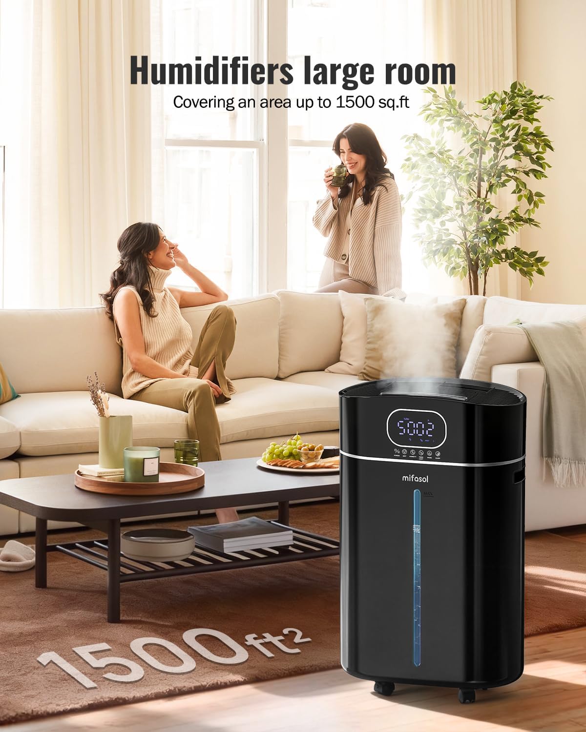 Humidifier Large Room Warm and Cool Mist, 3.2Gal/12L Humidifiers for Home 800 sq ft, Air Humidifiers for Bedroom with Diffuser & Flame Light, Whole House Humidifiers for Nursery Baby Plants, White