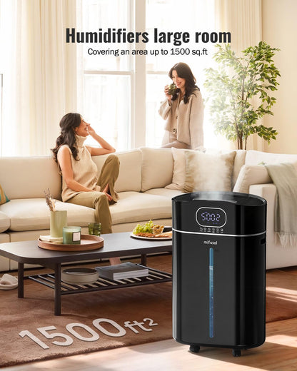 Humidifier Large Room Warm and Cool Mist, 3.2Gal/12L Humidifiers for Home 800 sq ft, Air Humidifiers for Bedroom with Diffuser & Flame Light, Whole House Humidifiers for Nursery Baby Plants, White