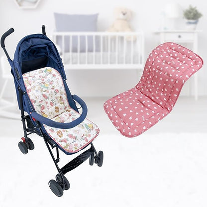 Baby Stroller Cushion,Infant Car Seat Insert-Reversible Universal Breathable and Soft Newborn seat Liner for Stroller,100% Cotton Seat Pad Liner for Newborns-34x78cm,1 Pack(Pink Princess)