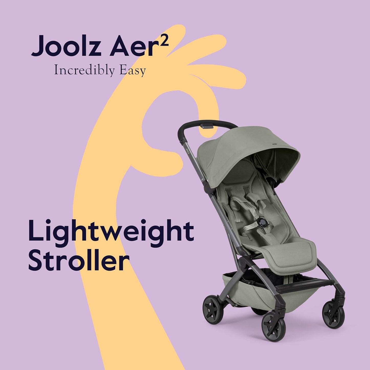 Joolz Aer2 Lightweight Travel Stroller for Baby & Toddler – One-Hand Fold, Compact Carry-On Airplane Approved, Reclining Seat, UPF 50+ Canopy, Travel Pouch, Baby Net – Forest Green