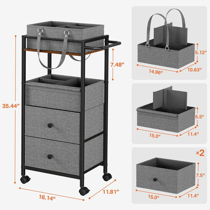 Modanais Baby Diaper Caddy Organizer Cart with Drawers - 3In1 Rolling Storage Cart with Wheels, Removable Diaper Caddy, Detachable Dividers - for Crib, Bedroom, Art & Craft Organizer (Off White)