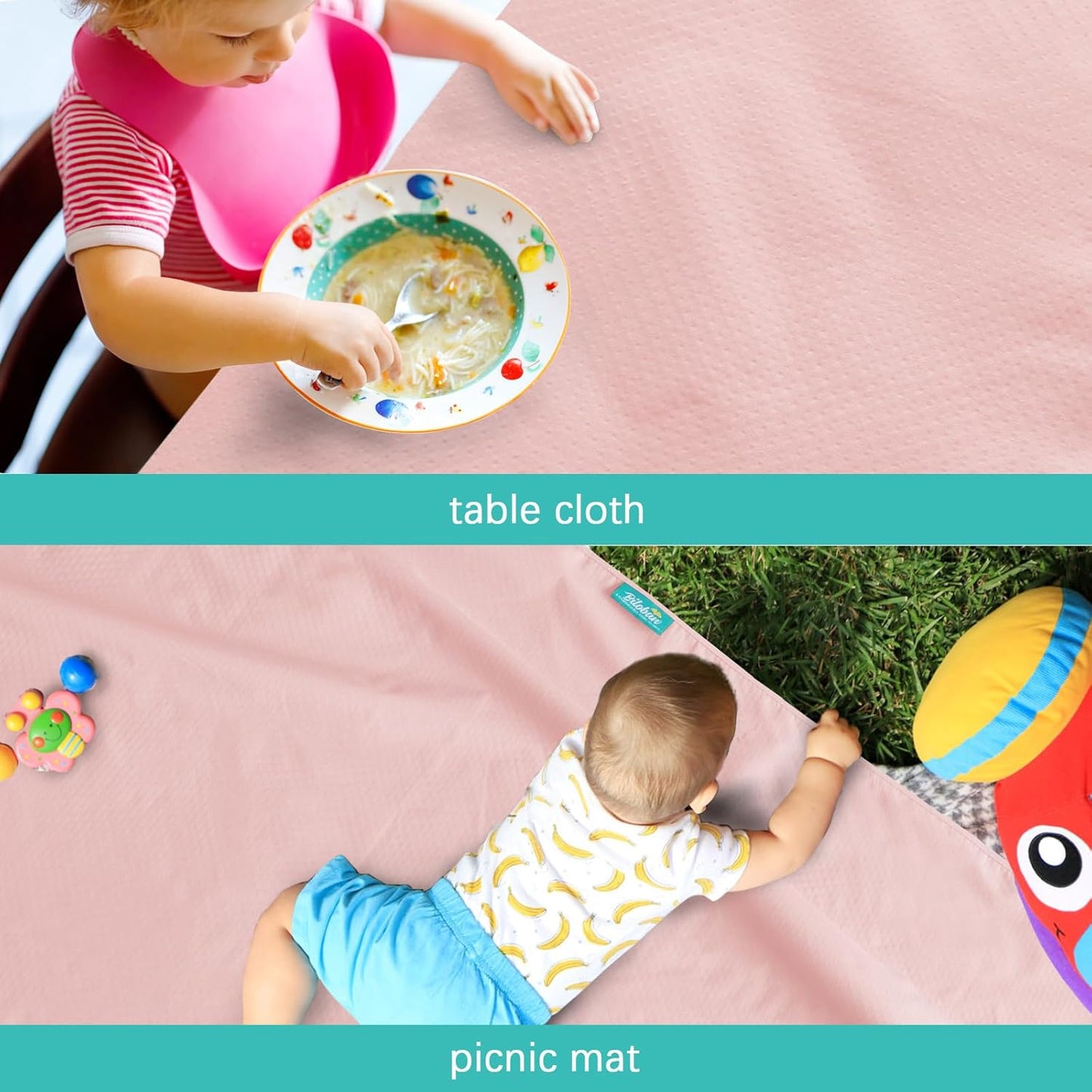 Splat Mat 2 Pack for Under High Chair & Arts & Crafts & Eating Mess, Waterproof 42''×46'' Baby Playtime Anti-Slip High Chair Mat for Floor or Table, Reusable & Portable Splash Mat