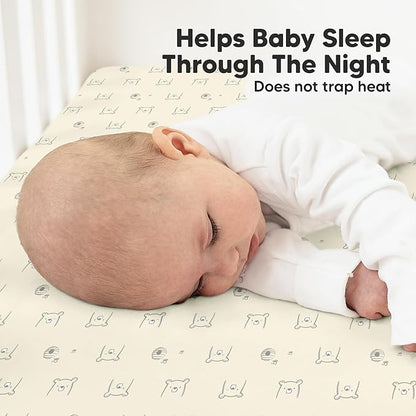 KeaBabies 2-Pack Organic Crib Sheets for Boys, Girls - 52x28 Fitted Crib Mattress Sheet Neutral, Breathable Jersey Cotton Cover for Baby Bed, Toddler Mattress, Soft & Cute Prints (Bumble Bear)