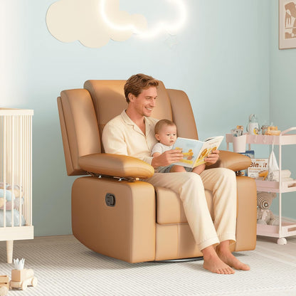 AILEEKISS Nursery Glider Recliner Chair with Adjustable Armrests, Swivel Rocking Recliner for Breastfeeding Moms, 360° Swivel, 30° Rocking, 90°-160° Recline, Easy-Clean Nursery Chair(White)