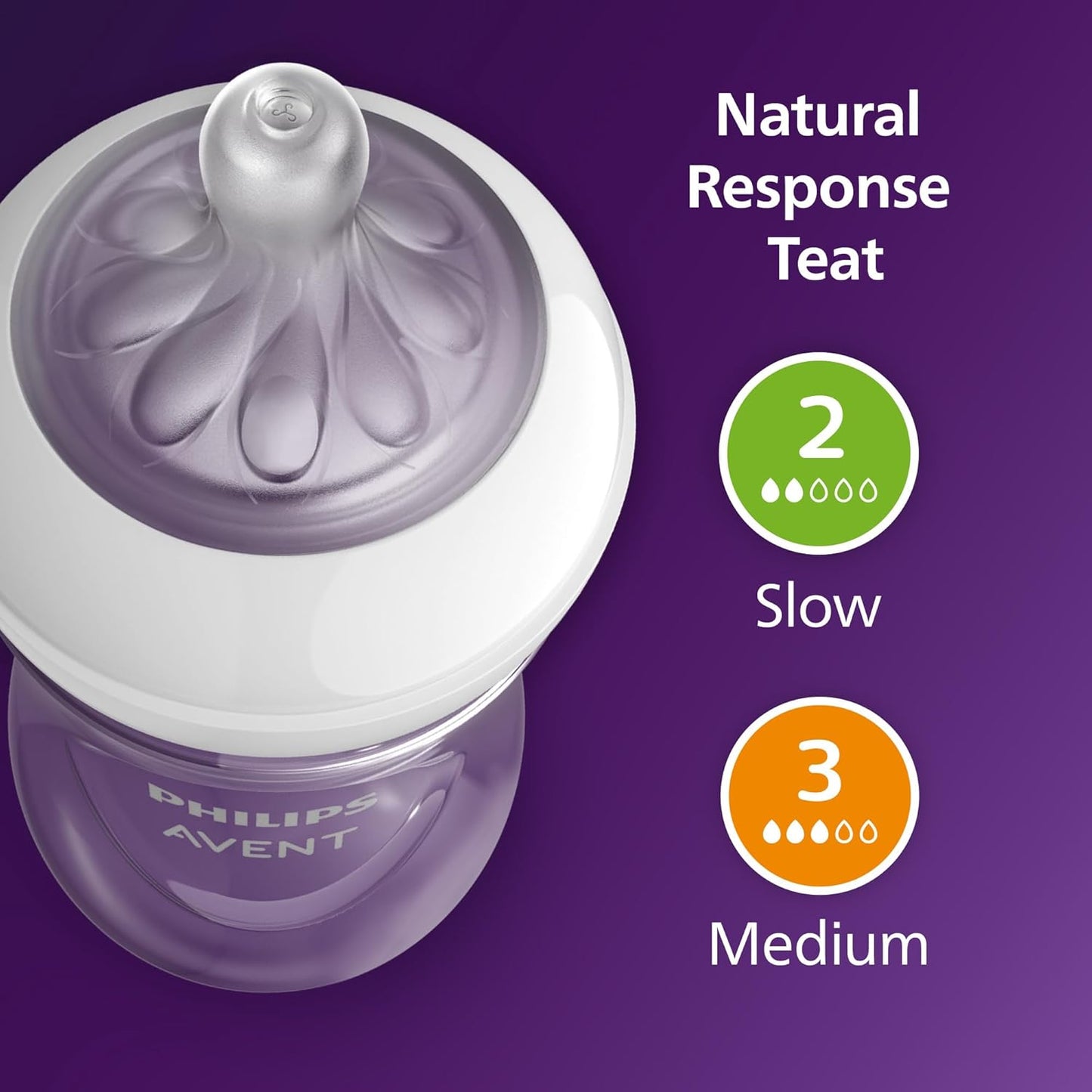 Philips Avent Newborn Gift Set - Bottles with Natural Response Nipples, 3 x 4oz/125ml (Slow Flow Nipples, Flow 2), 3 x 9oz/260ml (Medium Flow Nipples, Flow 3), Soothie 0-3m & Bottle Brush, SCD837/04