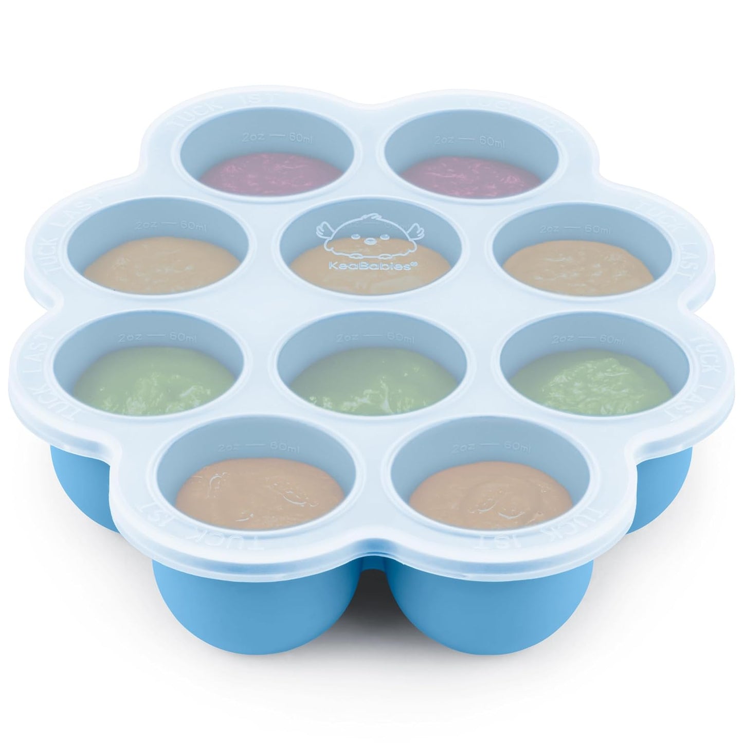 KeaBabies Silicone Food Freezer Trays with Lid, 2oz x 10 Pods Baby Food Storage Containers, Easy Puree Meal Prep, Breast Milk Silicone Freezer Molds, Dishwasher, Microwave Safe, BPA-Free (Chai Latte)