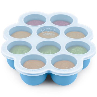 KeaBabies Silicone Food Freezer Trays with Lid, 2oz x 10 Pods Baby Food Storage Containers, Easy Puree Meal Prep, Breast Milk Silicone Freezer Molds, Dishwasher, Microwave Safe, BPA-Free (Chai Latte)