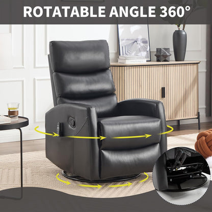 Massage Chair Recliner with Heat, Swivel Rocking Chair Recliner with High Back, Manual Nursery Recliners for Adults,Small Recliner Chair for Small Spaces, Living Room Bedroom, Fabric (Blue Green)