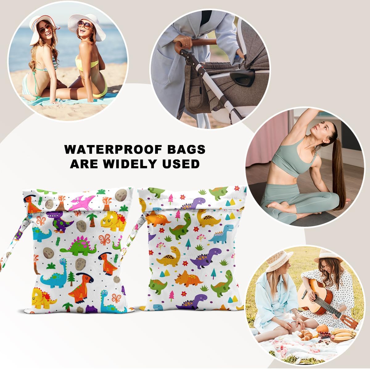 Unicorn Wet Dry Bag 12x10 Inch, Waterproof Reusable Wet Bag with Two Zippered Pockets & Handle for Swimsuit Travel Beach Pool Gym Stroller Dirty Yoga Gym Clothes Toiletries Daycare Organizer