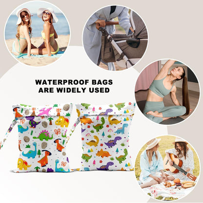 Unicorn Wet Dry Bag 12x10 Inch, Waterproof Reusable Wet Bag with Two Zippered Pockets & Handle for Swimsuit Travel Beach Pool Gym Stroller Dirty Yoga Gym Clothes Toiletries Daycare Organizer