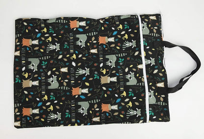 Large Hanging Wet/Dry Cloth Diaper Pail Bag for Reusable Diapers or Laundry (Raccoon)
