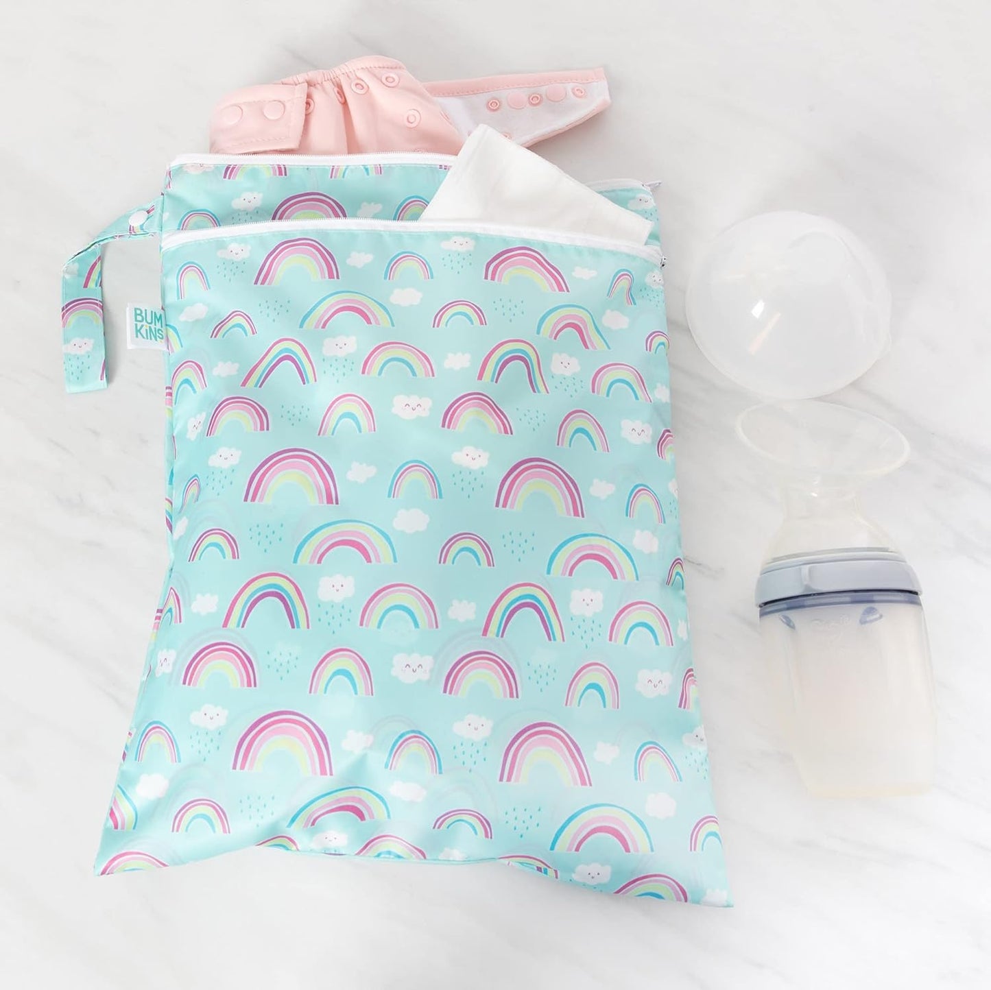 Bumkins Disney Waterproof Wet Bag for Baby, Travel, Swim Suit, Cloth Diapers, Pump Parts, Pool, Gym Clothes, Toiletry, Strap to Stroller, Daycare, Zip Reusable Bag, Packing Pouch, Winnie the Pooh