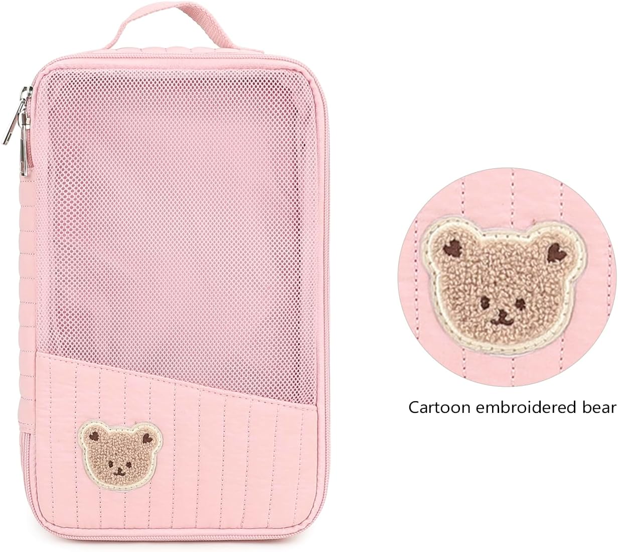 MOMIGO Baby Diaper Bag Organizer Pouches - 2 Pack Waterproof Pod Hanging Diaper Bag Cute Rabbit Bear Mesh Bag Reusable, Washable or Baby Cloth Diapers (Green)