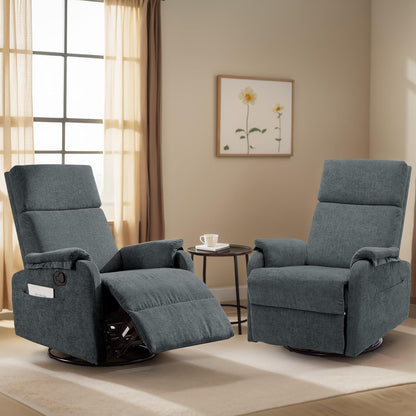 Korser Recliner Chair, Swivel Rocking Recliner Chair for Adults, Glider Rocking Chair, Small Nursery Chair Recliner for Living Room, Reclining Chair with Modern-Designed Armrests, Chenille, Beige