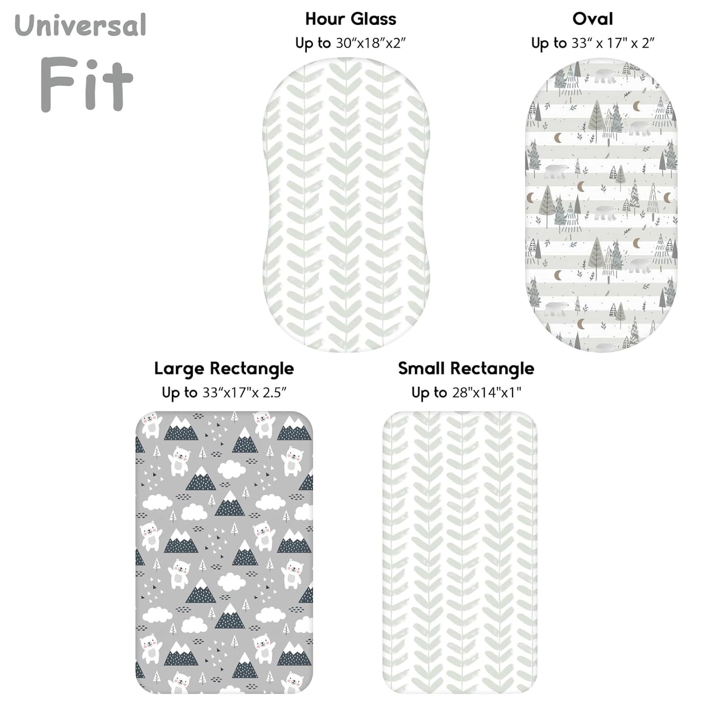Yoofoss Pack and Play Sheets Fitted, Mini Crib Sheets 2-Pack for Pack N Play Mattress, Stretchy Playard Sheet, Soft and Breathable Green+Giraff