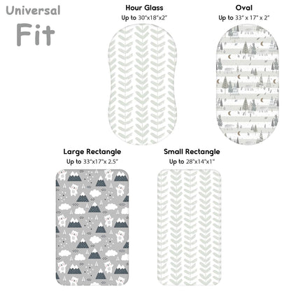 Yoofoss Pack and Play Sheets Fitted, Mini Crib Sheets 2-Pack for Pack N Play Mattress, Stretchy Playard Sheet, Soft and Breathable Green+Giraff