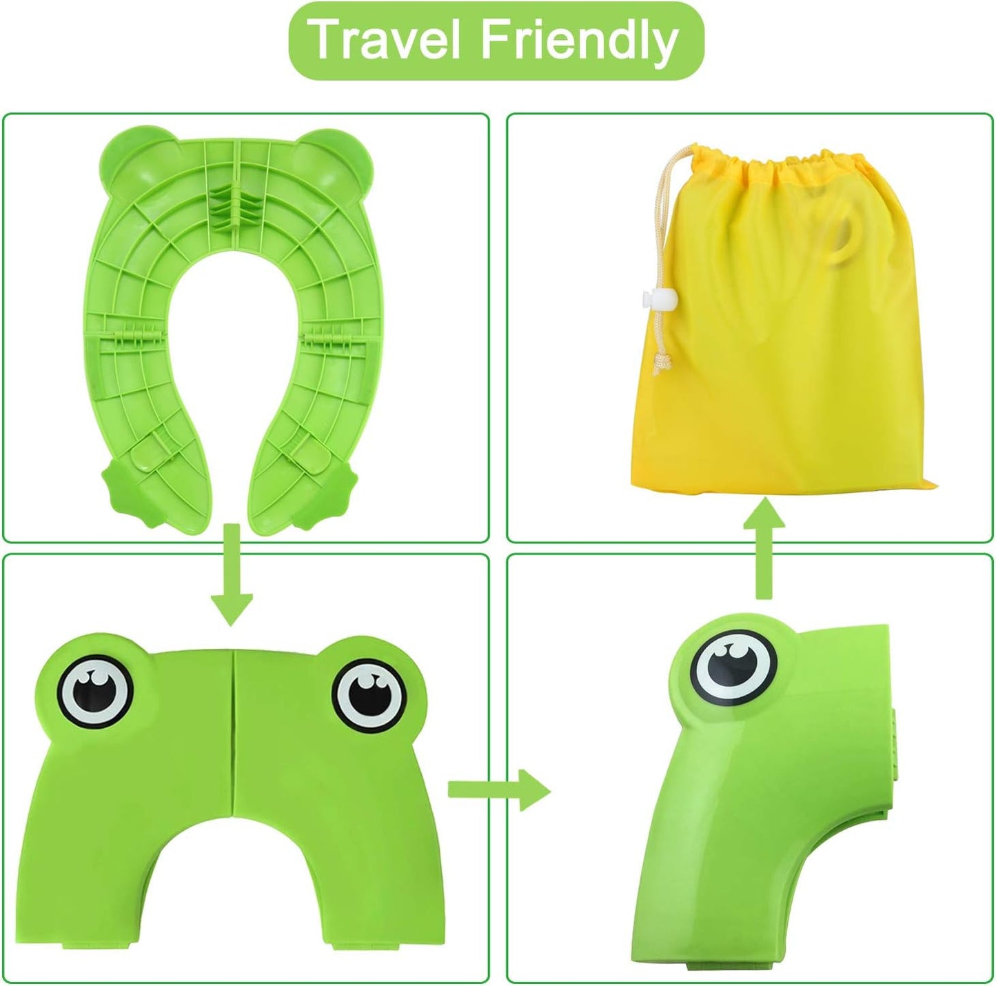 PandaEar Toilet Seat Cover | Folding Travel Toilet Seat for Children and Potty Training | Portable Silicone Toilet Seat for Toddlers, Boys & Girls with Non-Slip Silicone Pads -Panda