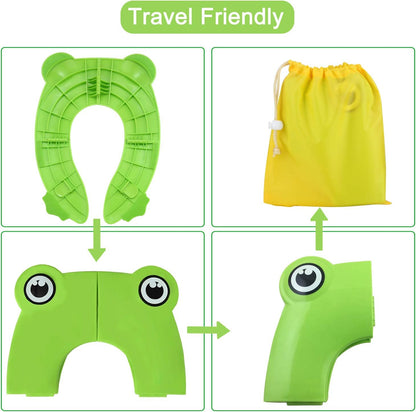 PandaEar Toilet Seat Cover | Folding Travel Toilet Seat for Children and Potty Training | Portable Silicone Toilet Seat for Toddlers, Boys & Girls with Non-Slip Silicone Pads -Panda