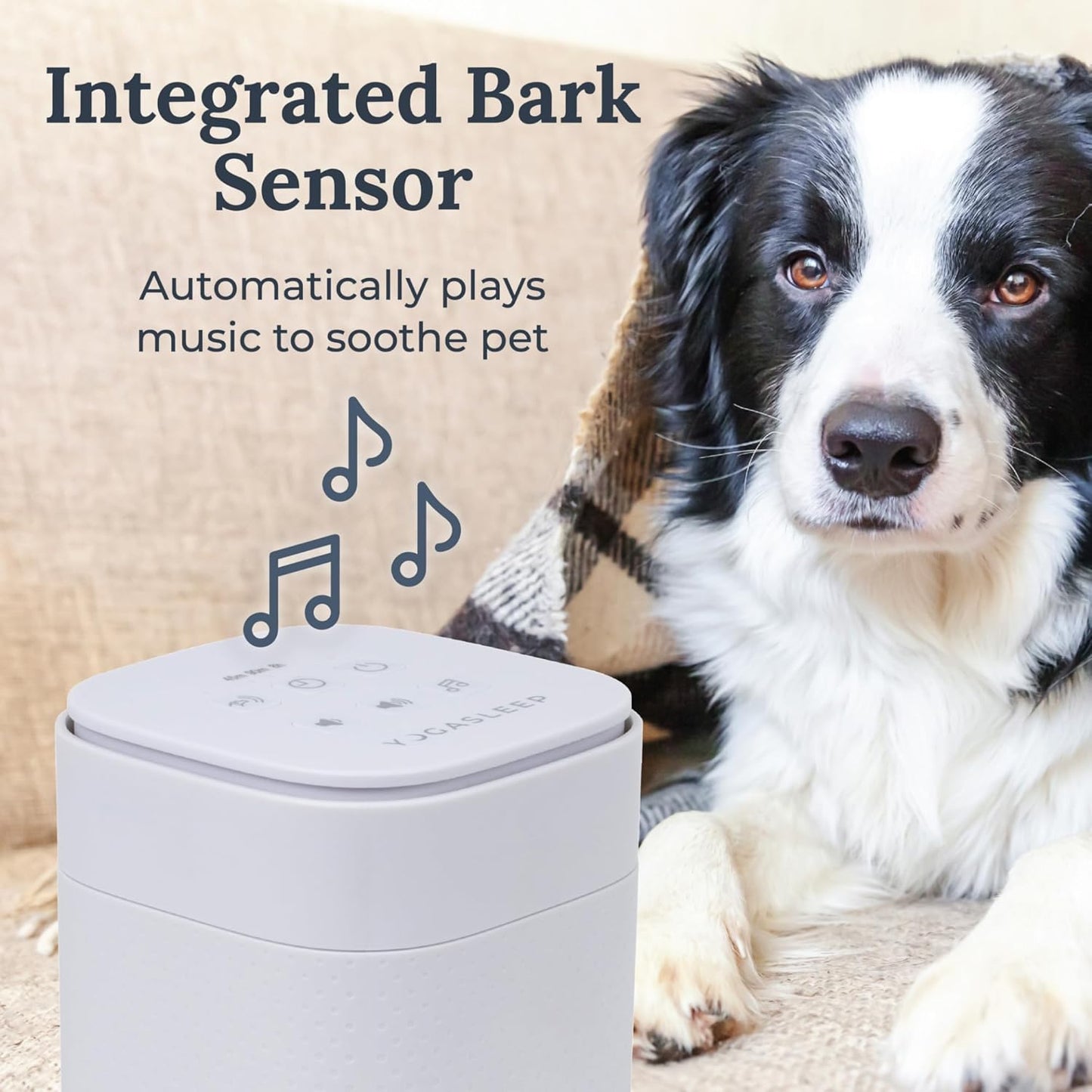Yogasleep Pawzz White Noise Machine for Dogs, Home & All Pets. with Integrated Bark Sensor, 6 Automatic Relaxing Natural Sounds, Help Keep Pets Calm, Anti-Barking with Training, Noise Canceling