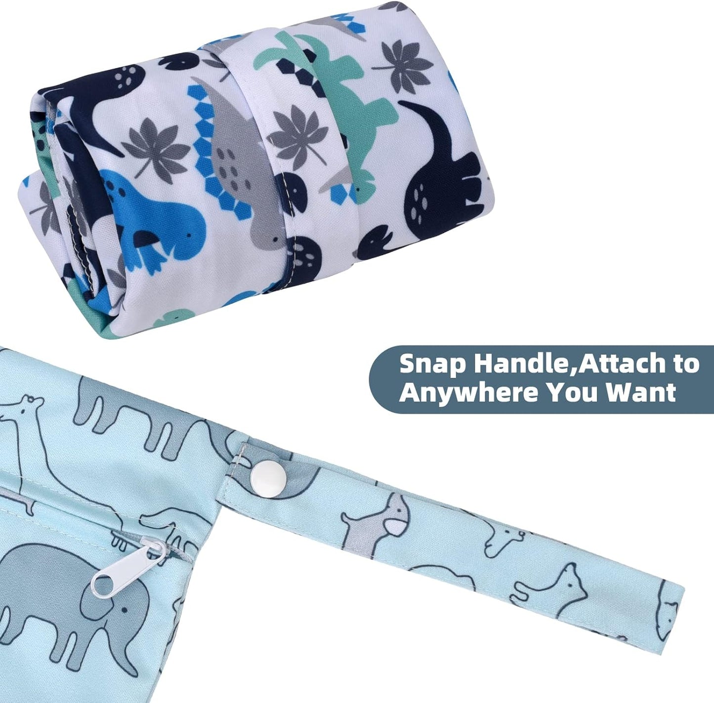 Wet Dry Bags 2-Pack with Cute Dolphin Print - Waterproof Travel Organizer for Swimming Pool Beach Gym Baby Cloth Diapers Swimwear with Dual Zippers