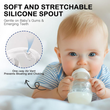 Sippy Straw Nipples for Dr. Browns Narrow Baby Bottles, Trainer Sippy Cup 100% Food Grade Silicone Soft Nipple, 8m+, Pack of 4