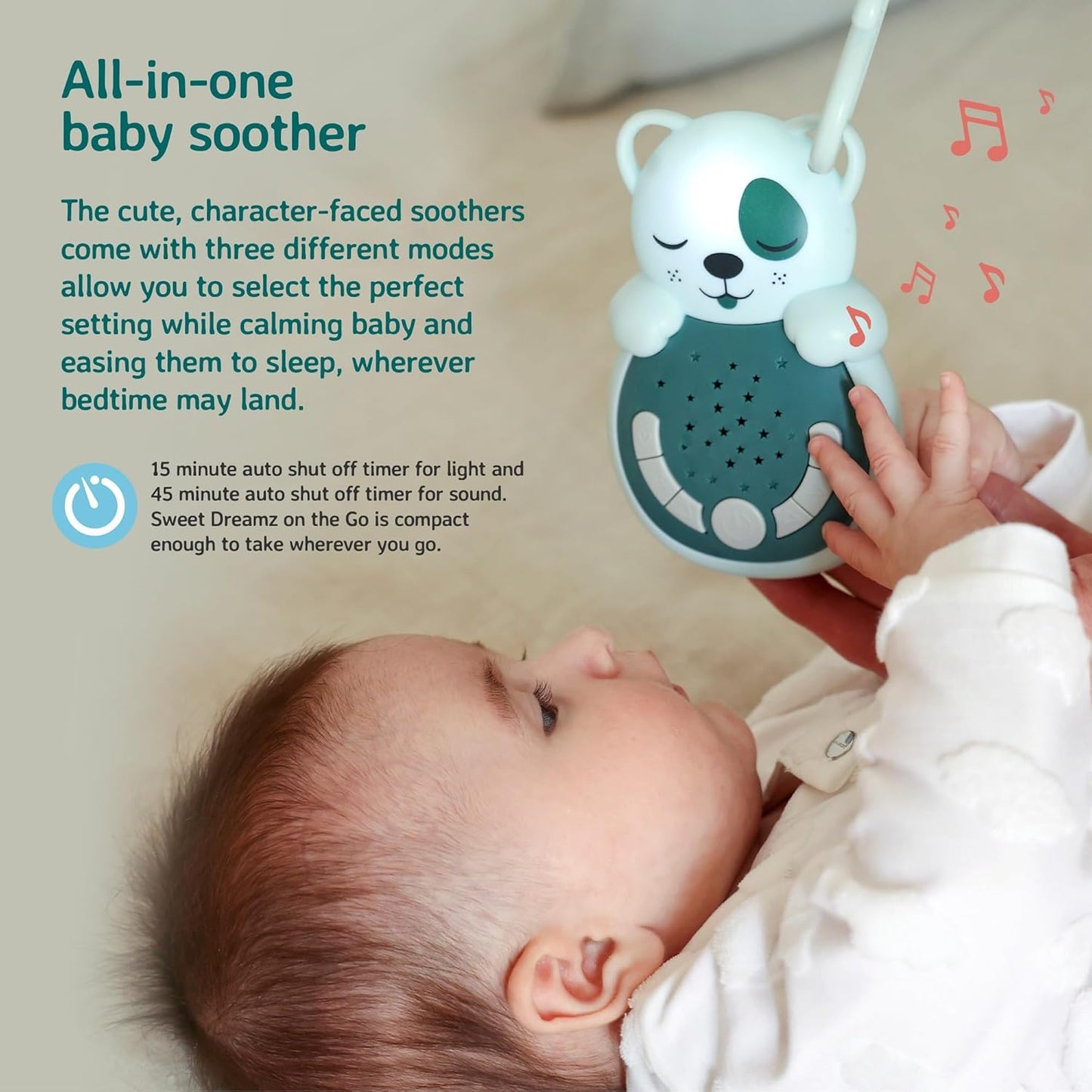 Cloud b Travel Comforting Sound Machine w/Calming Light | 4 White Noise and 4 Lullabies | Re-Activating Smart Sensor | Sweet Dreamz On the Go™ - Fox