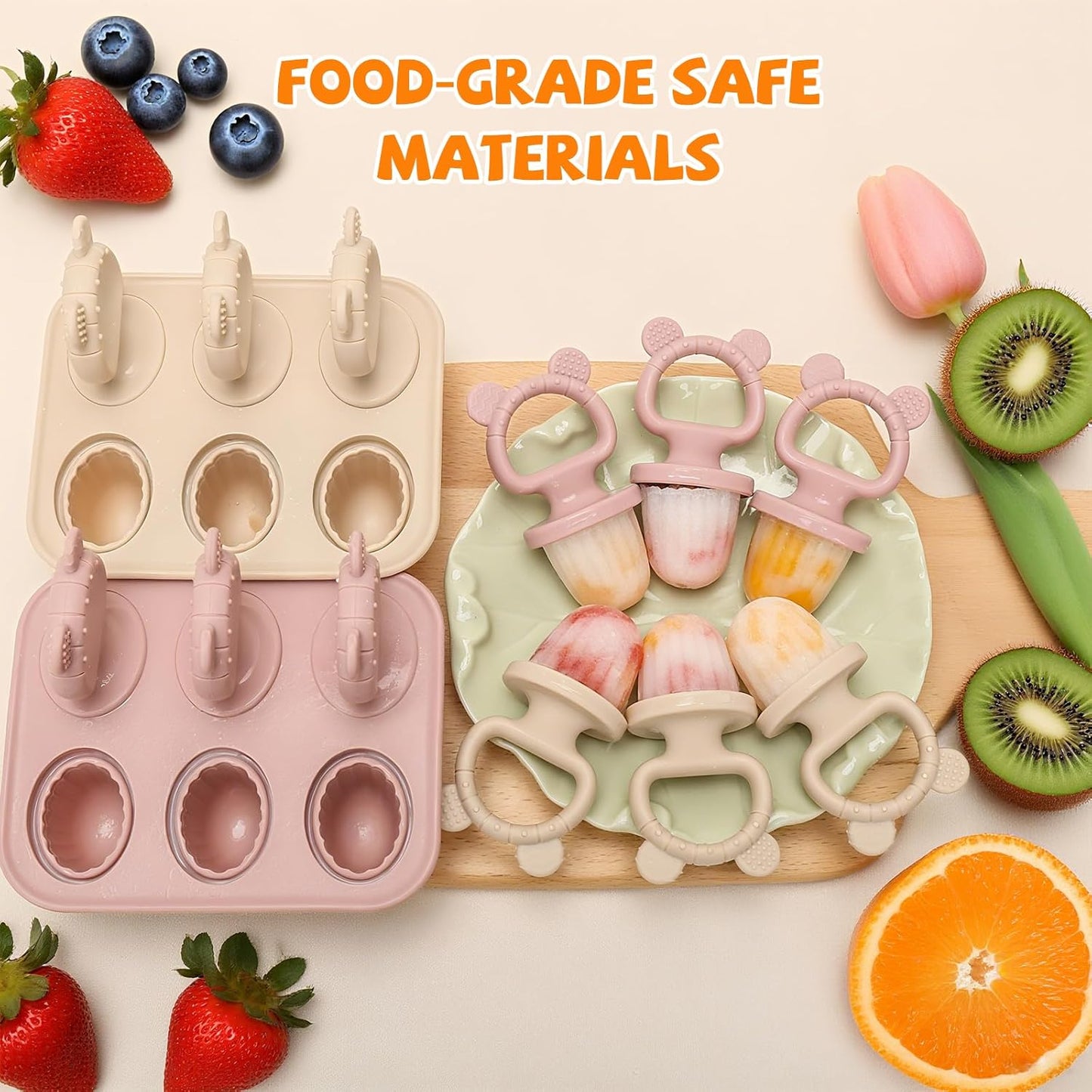 2-in-1 BPA-Free Ice Pop Molds & Silicone Baby Teethers for Teething Relief | Easy Fill Feeder for Breastmilk, Puree & Baby Food | Soothing, Fun & Safe Chewable Teething Toys for Infant & Toddler