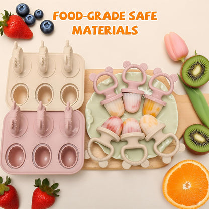 2-in-1 BPA-Free Ice Pop Molds & Silicone Baby Teethers for Teething Relief | Easy Fill Feeder for Breastmilk, Puree & Baby Food | Soothing, Fun & Safe Chewable Teething Toys for Infant & Toddler