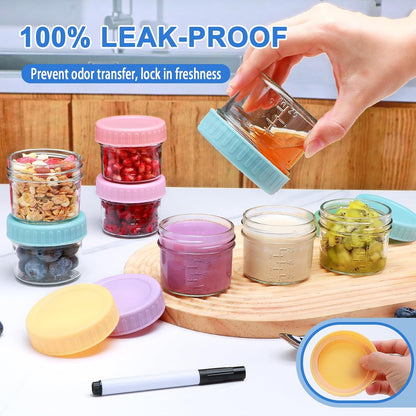 Accguan 16 Pack Glass Baby Food Storage Containers, 4 oz Baby Food Jars with Lids, Baby Food Maker for Microwave & Dishwasher Freezer Safe,BPA Free