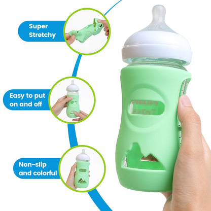 3 Pack Silicone Sleeves for Philips Avent Natural Glass Baby Bottles, Food Grade Silicone Anti Breakage Baby Bottles Holder, Compatible with Philips Avent Glass Natural Baby Bottle 8oz