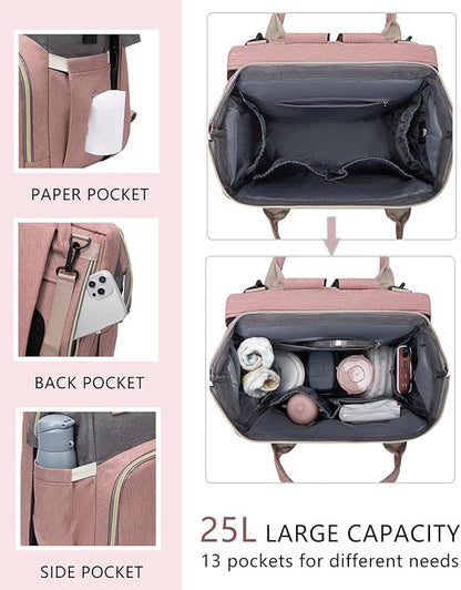 houscly Diaper Bag Backpack with Changing Station: Pink Baby Bags for Girls Boys New Mom Gifts Pañaleras Para Bebe Baby Girl Newborn Essentials Must Haves Baby Shower Gifts Baby Registry