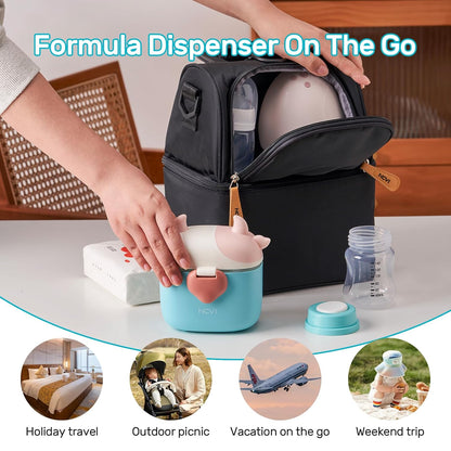 NCVI Baby Formula Dispenser On The Go, Formula Container To Go, Formula Holder for Travel, Outdoor Picnic with Baby Infant, Portable Container for Milk Powder, Snacks, Candy, Fruits (Pink)