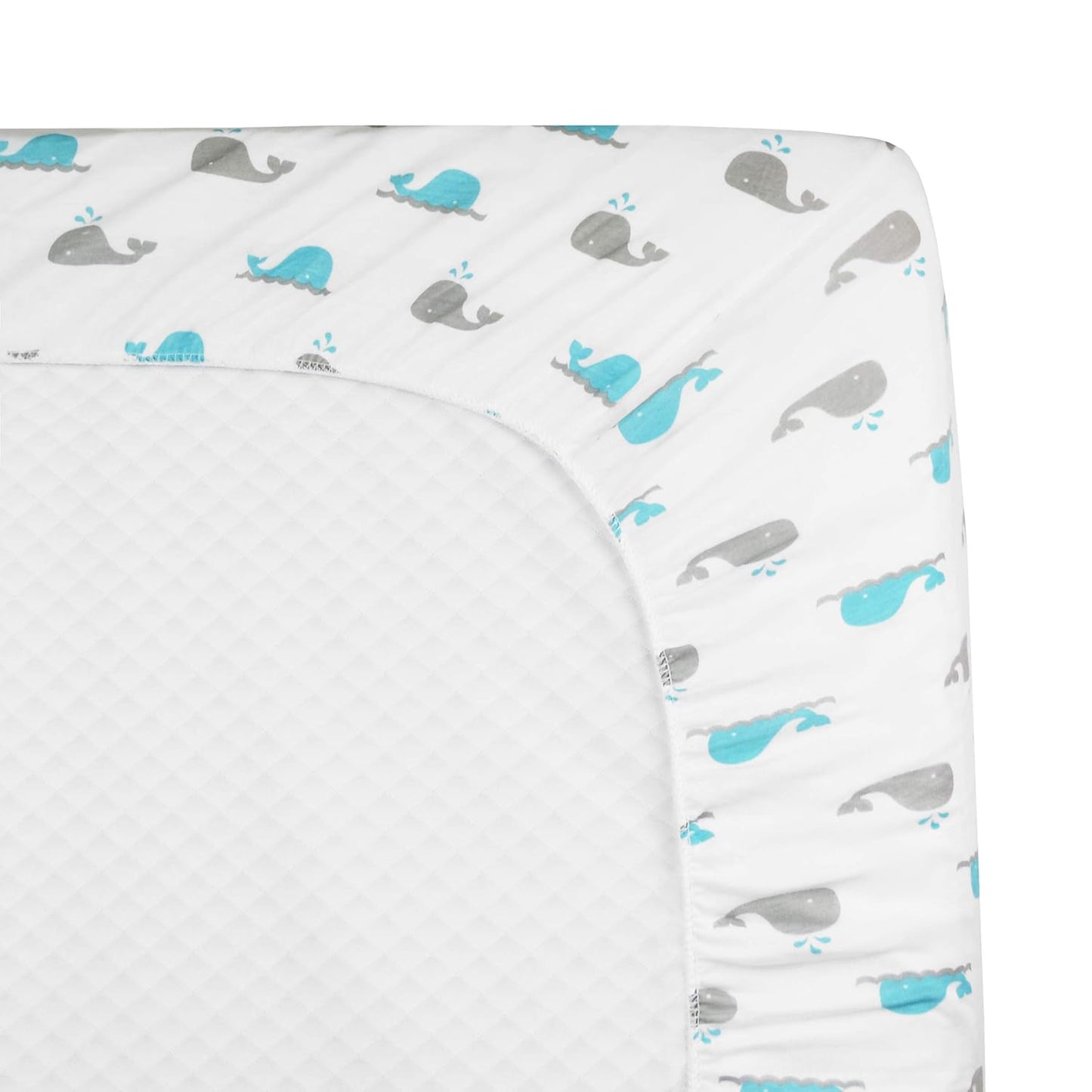 American Baby Company 100% Natural Cotton Fitted Pack and Play Sheet 39" x 27" - Soft & Breathable Pack N Play Sheet for Playpen, Playard & Mini Crib Mattress, Navy Whale, for Boys & Girls