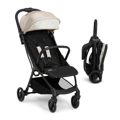 Jeep Altitude Compact Travel Stroller by Delta Children Greenguard Gold, Easy One Hand Fold, Lightweight, Extendable Canopy with Peek-a-Boo Window, Reclining Seat, 4 Wheel Suspension, Olive Green